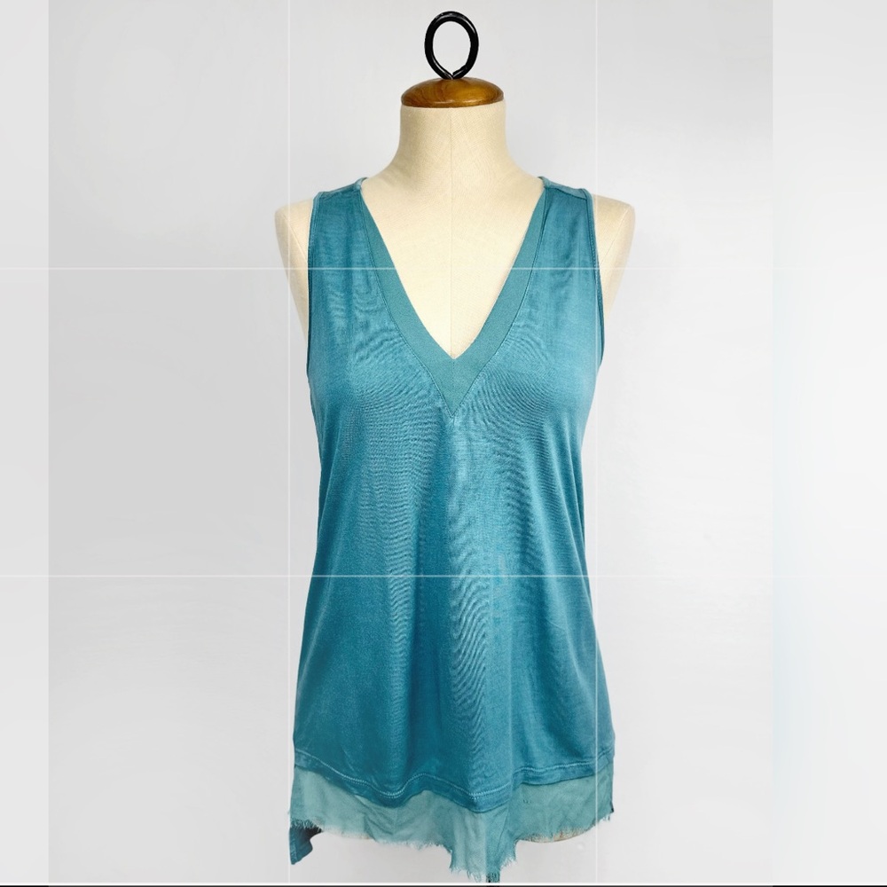 14th & Union V-Neck Tank Tunic Sleeveless Turquoise XS